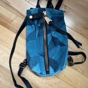 Aimee Kestenberg Blue and Black Tamitha Mini Bubble Novelty suede Backpack